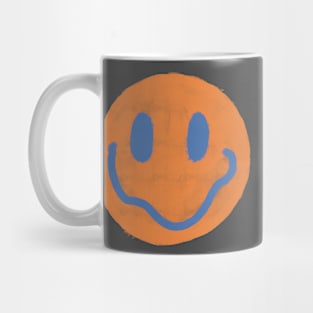 Orange and Blue Vintage Smiley Face Mug